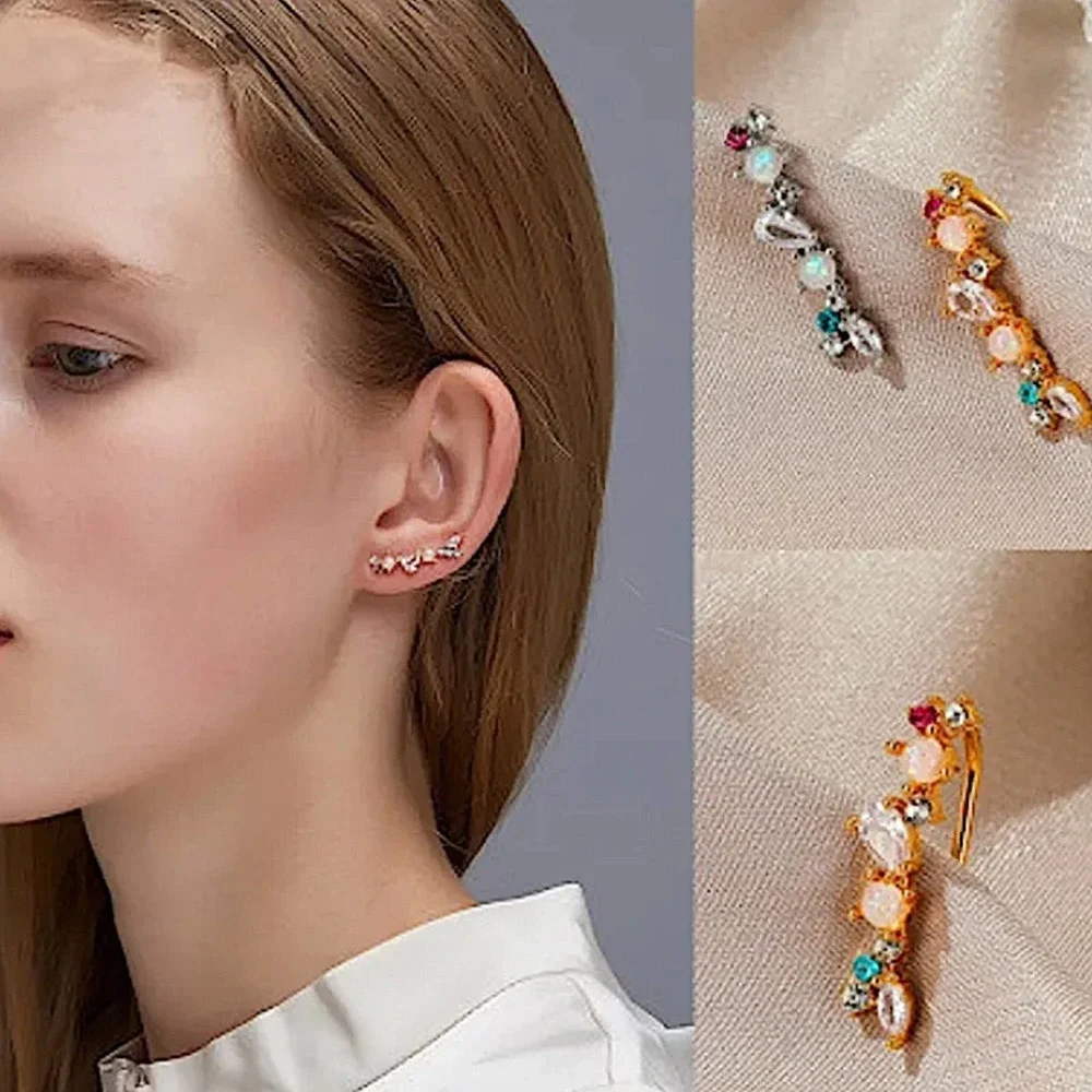 Gold Pearl Cubic Zircon Elegant Ear Cuff Earring